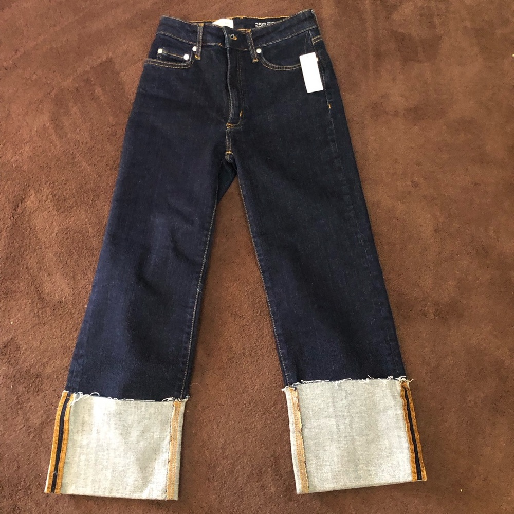 Anthropology, Women's Dark Blue Jeans with Cuffed Hem